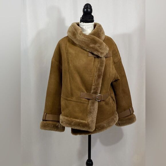 Shoreditch Ski Club Darling Buckled Shearling Coat size XS - Picture 5 of 13